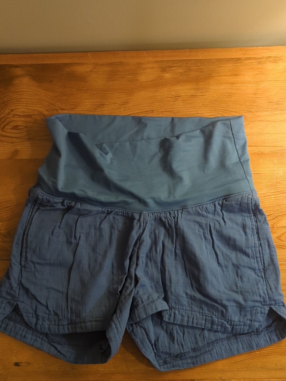 Blue Fold-Over Waist Shorts